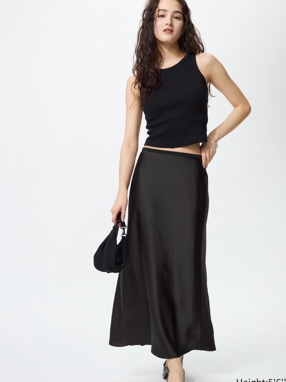 Uniqlo Black Satin Maxi Skirt